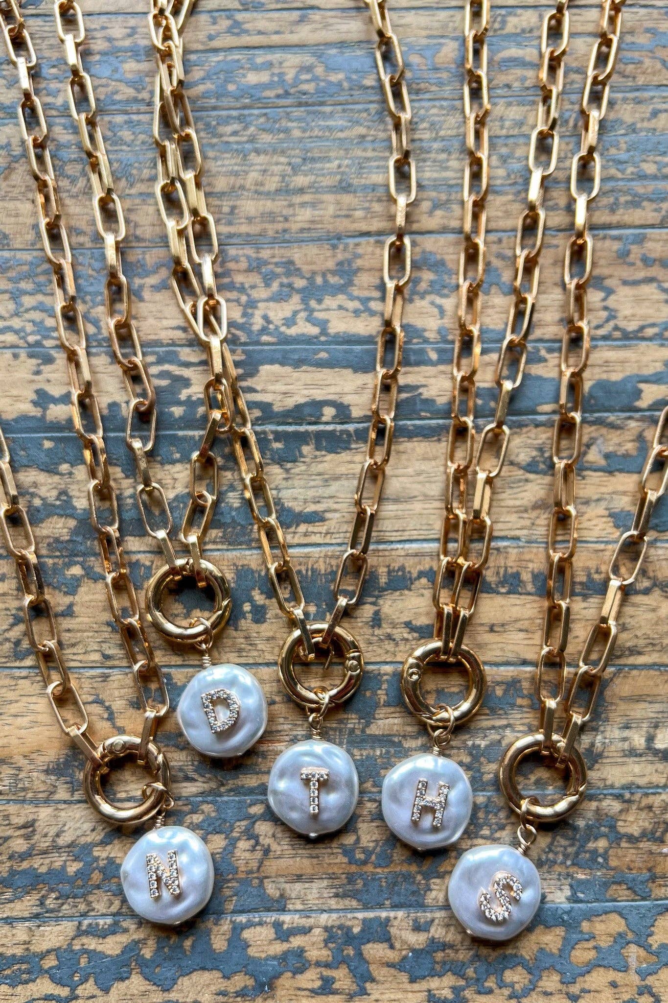 Pearl Initial Pendant Necklace Gold