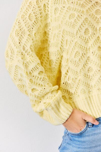 HYFVE V-Neck Light Yellow Patterned Sweater