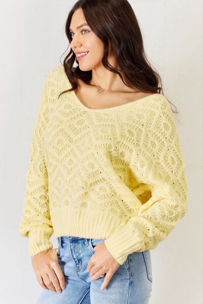 HYFVE V-Neck Light Yellow Patterned Sweater