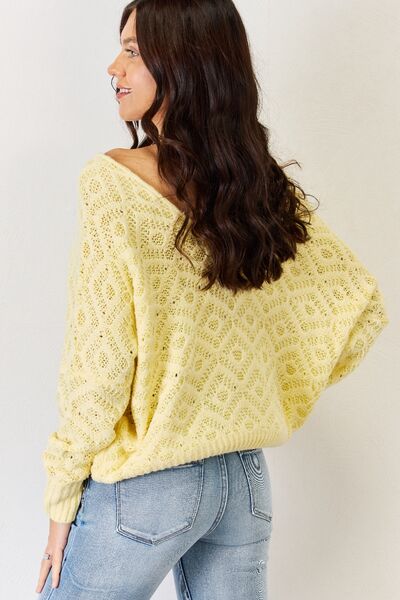 HYFVE V-Neck Light Yellow Patterned Sweater