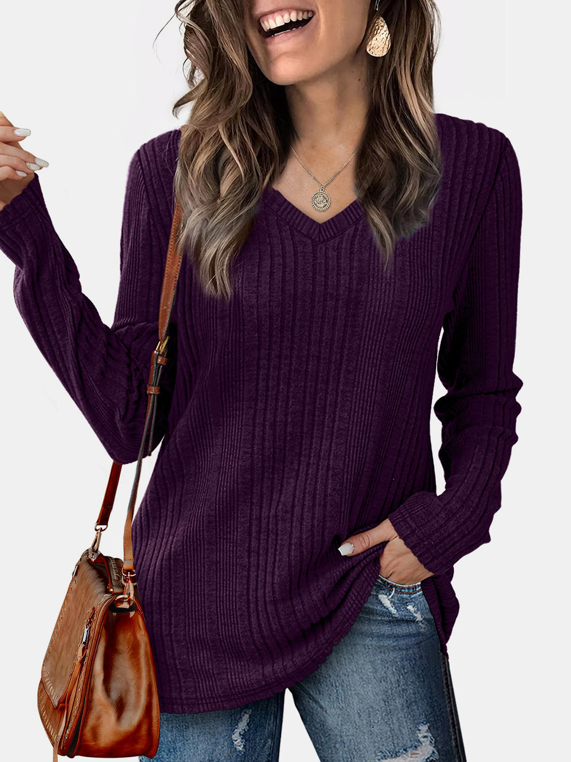 V-Neck Long Sleeve T-Shirt