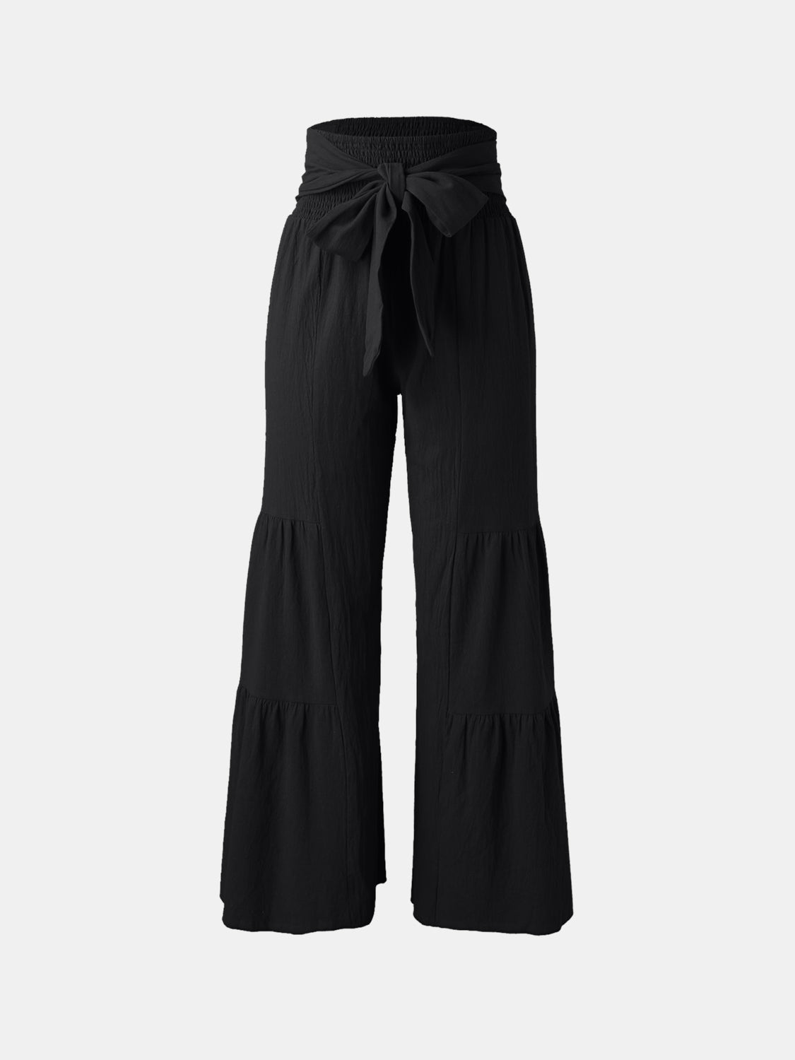 Tied Ruched Wide Leg Pants