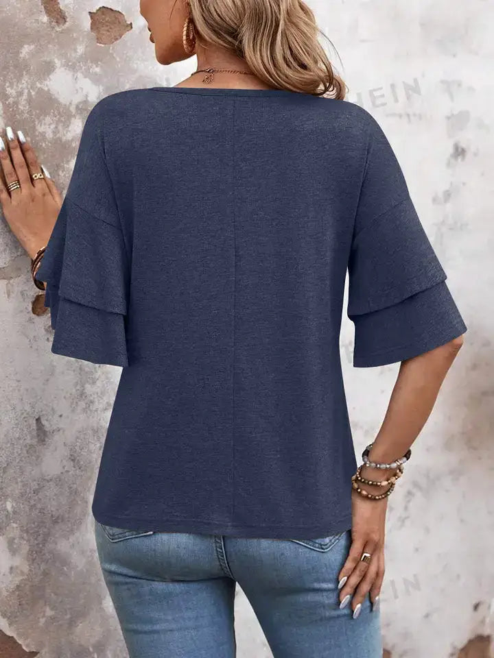 Ruffle Sleeve Top Trendy Boutique Casual Blouse