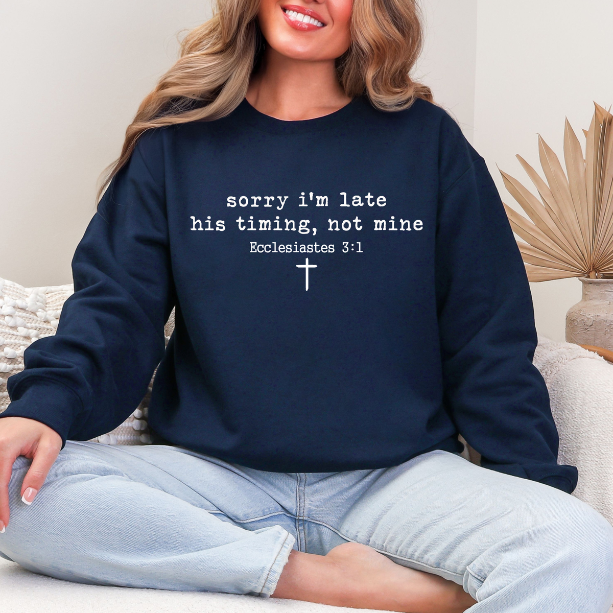 His Timing Not Mine Sweatshirt - Bible Verse Pullover