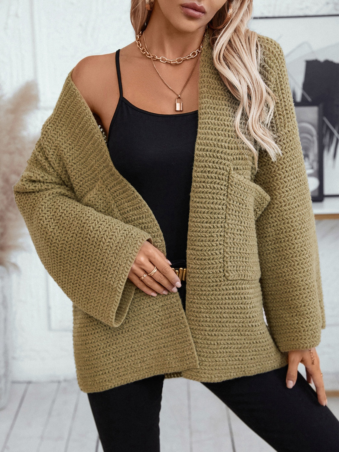 Open Front Long Sleeve Cardigan