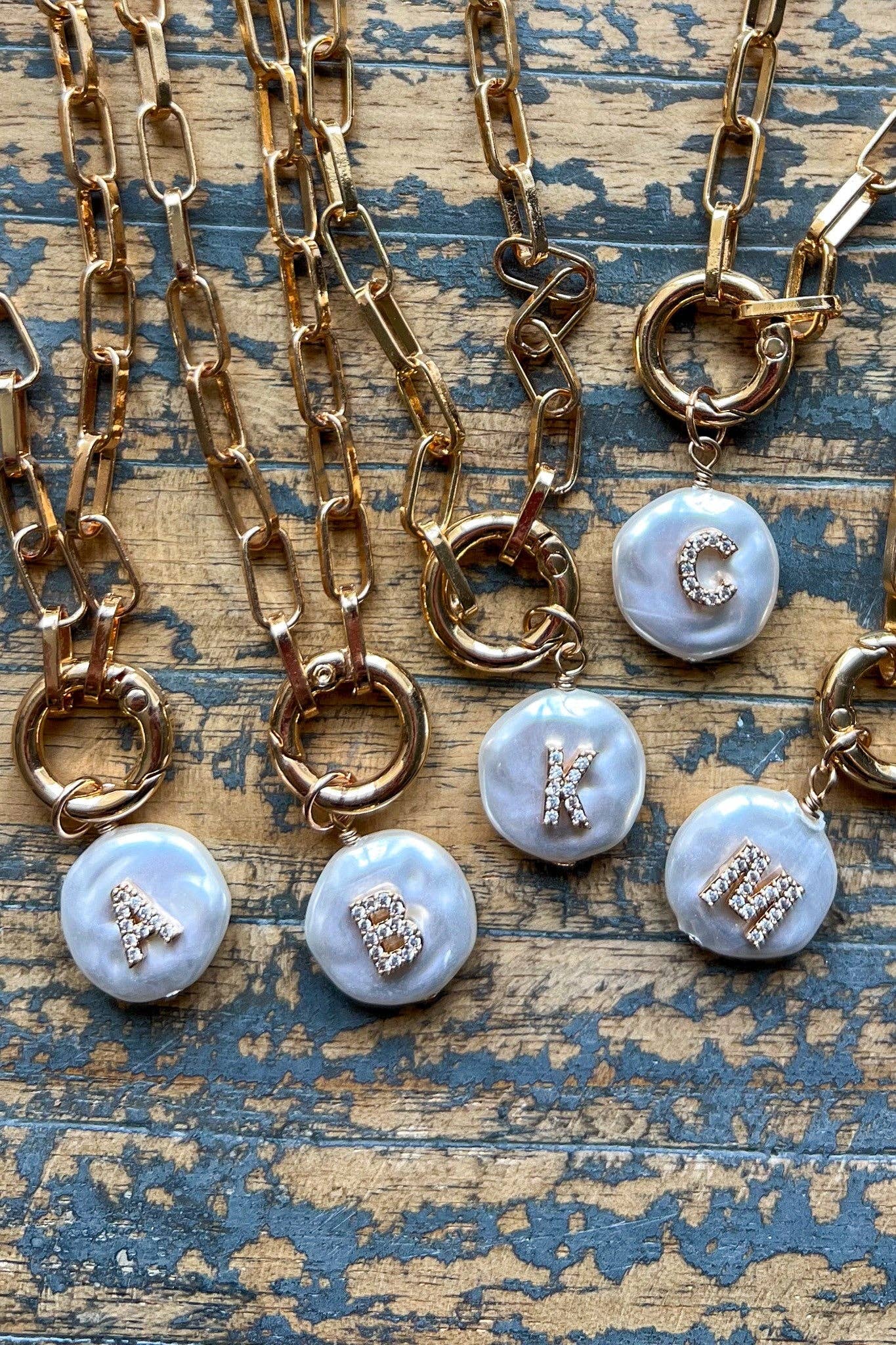 Pearl Initial Pendant Necklace Gold