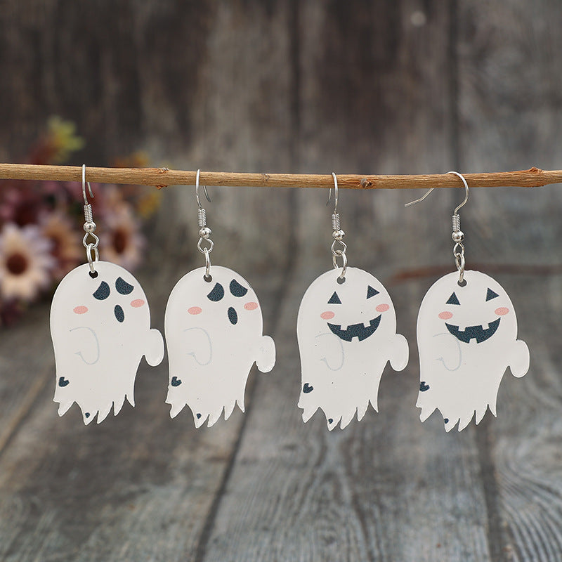 2 Piece Alloy Acrylic Ghost Dangle Earrings