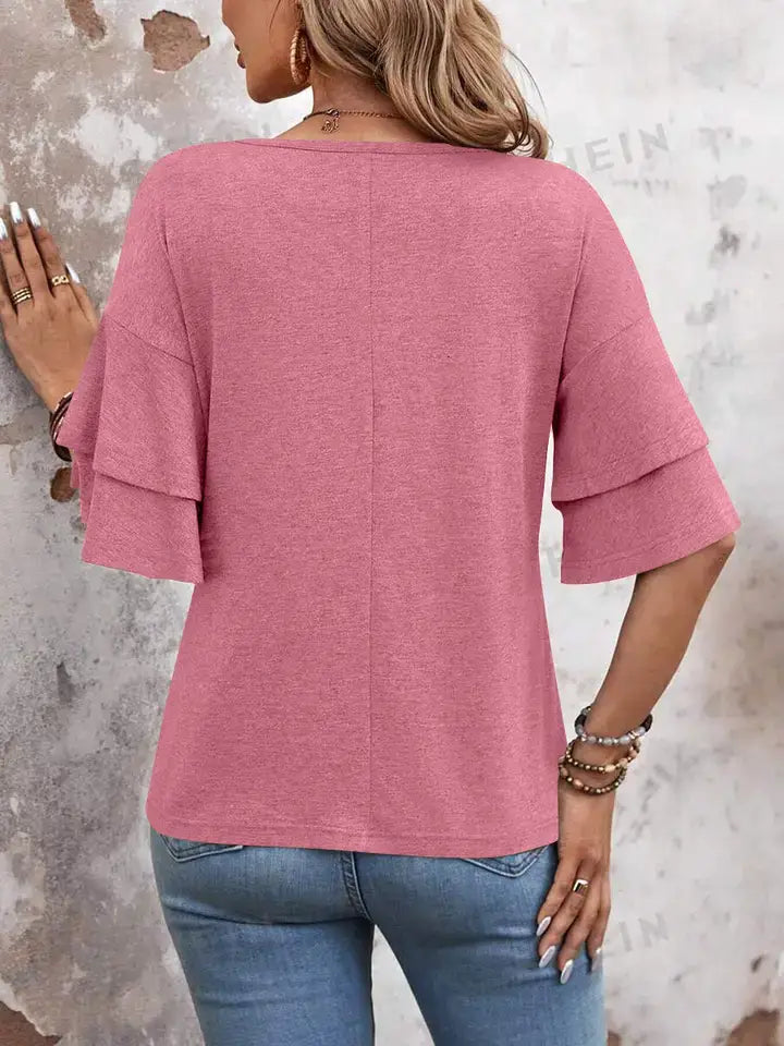 Ruffle Sleeve Top Trendy Boutique Casual Blouse