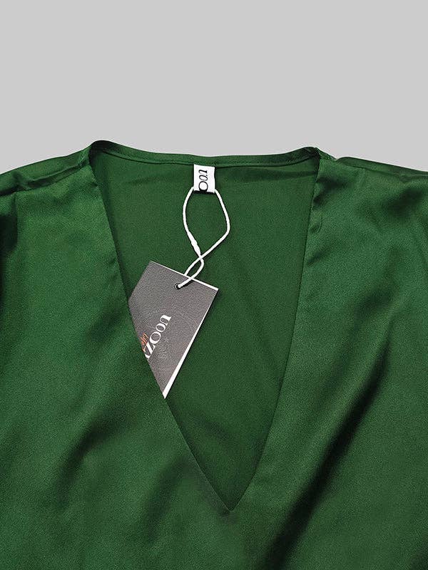 Solid Color V-Neck Long Sleeves Blouse Shirt Top