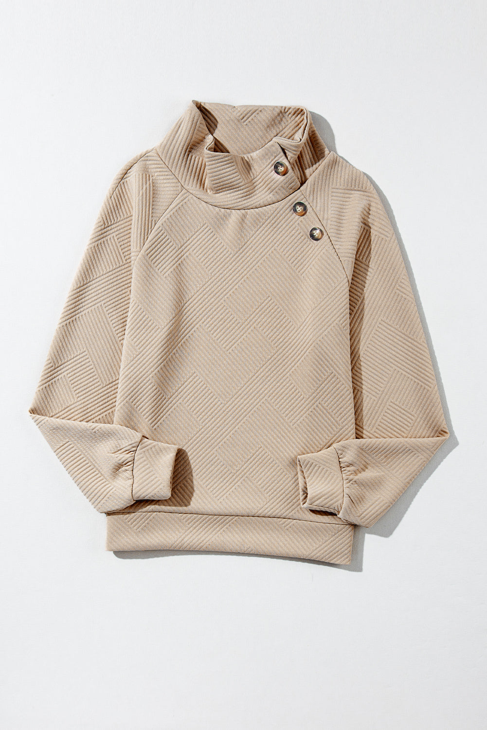 Textured Turtleneck Long Sleeve Sweatshirt