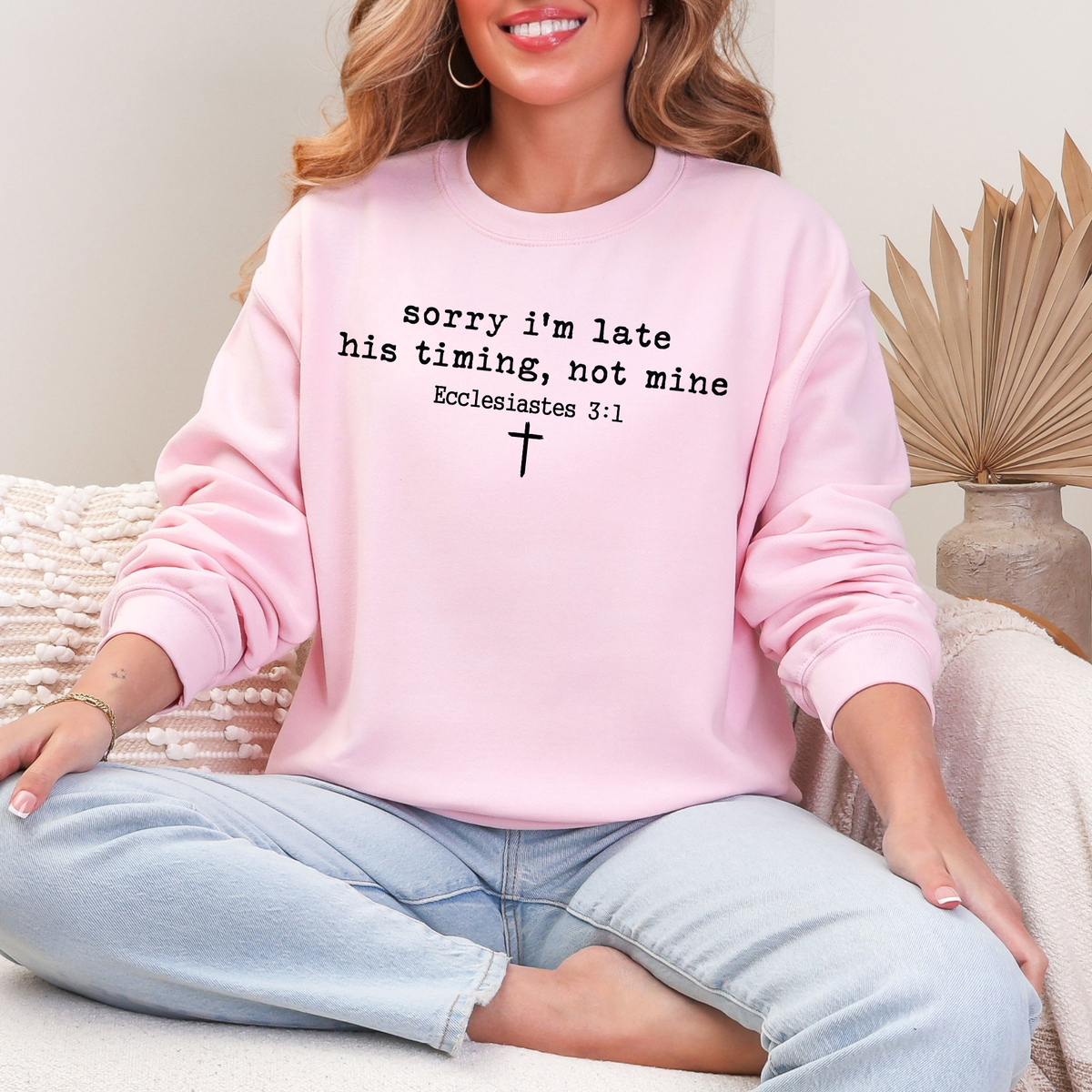 His Timing Not Mine Sweatshirt - Bible Verse Pullover