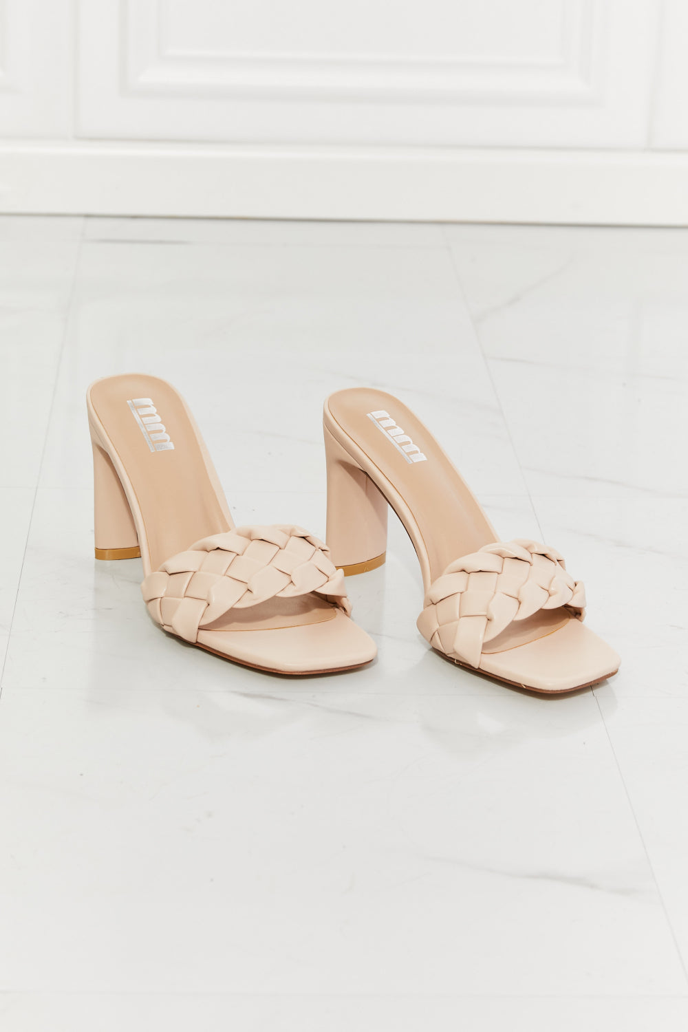 MMShoes Top of the World Braided Block Heel Sandals in Beige